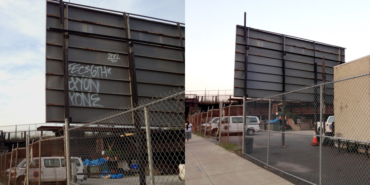 before and after photos of graffiti cleanup